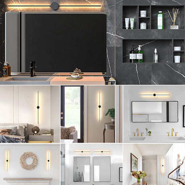 Bevægelsessensor LED Væglampe - Sort, 106cm, Moderne Design