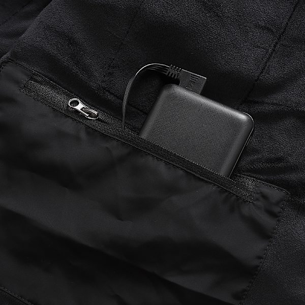 Uppvärmbar Fleeceväst med Enkla Kontroller - 15 Värmezoner Svart 4XL