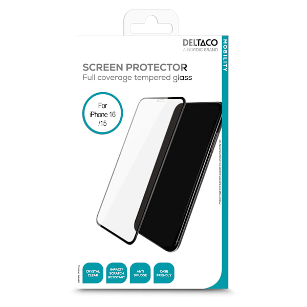 Screen protector, iPhone 15/16, 2.5D full coverage