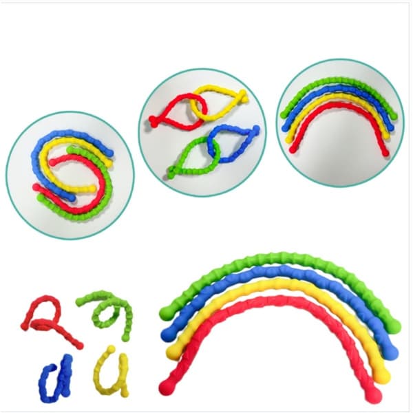 Sensorisk stresslindrande pinne 4-pack – mjuk silikon vridbar fidget för kontor, studier och resor, texturerad yta, bärbar 25cm längd 1.3cm bredd