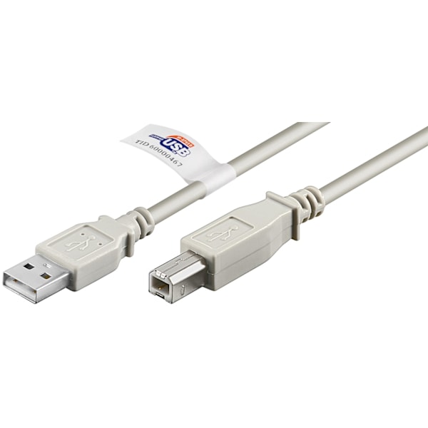 USB 2.0 Hi-Speed -kaapeli USB-sertifikaatilla, harmaa