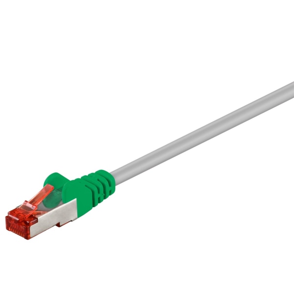 CAT 6 korsad patchkabel, S/FTP (PiMF), grå, Grön, 3 m