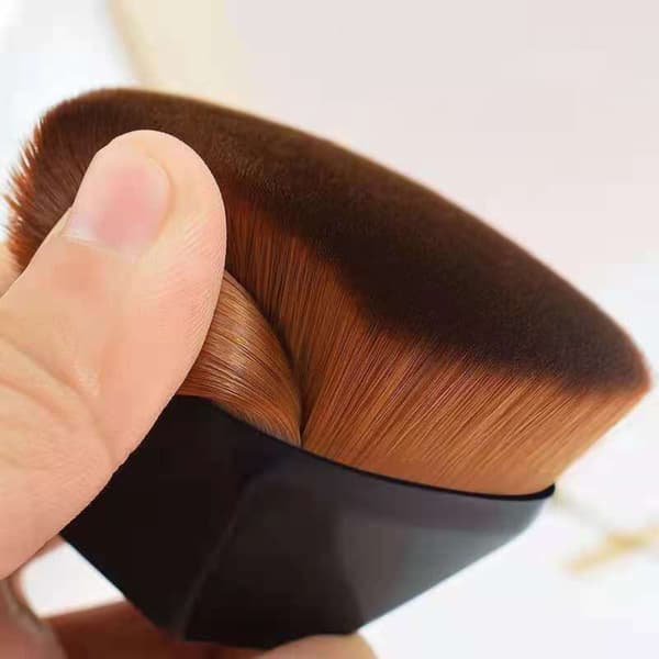 Large Black Makeup Brush 2-Pack - Soft Synthetic Fibers + PC Handle, Flat Top Foundation & Concealer Brush