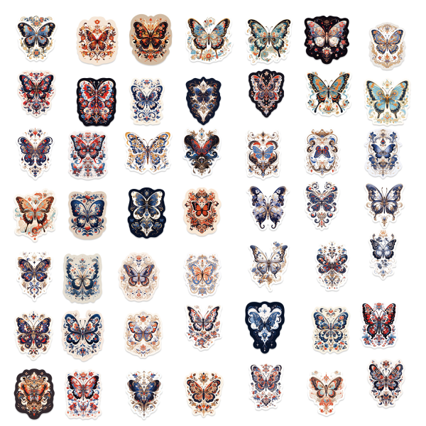 Flerfärgad PVC-dekal i 50 delar för DIY-dekoration  Butterfly
