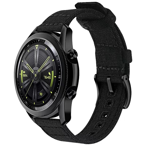 Vävd Canvas Quick Release Klockarmband för Huawei GT4 Svart 20 mm
