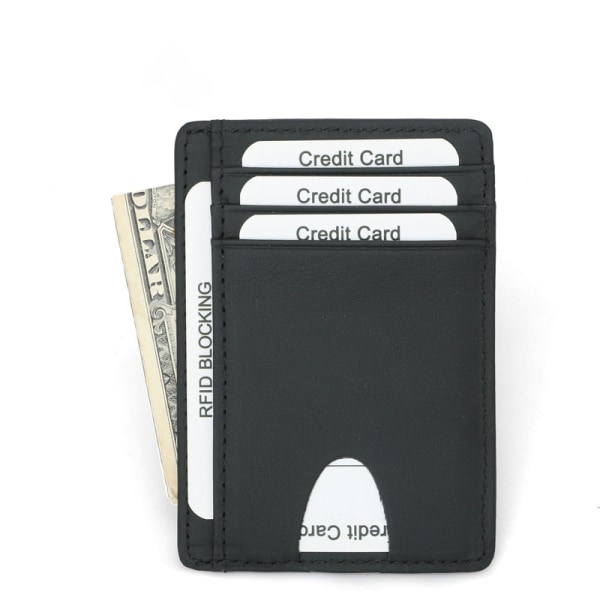 Kreditkortsfodral med RFID-skydd i äkta läder Svart