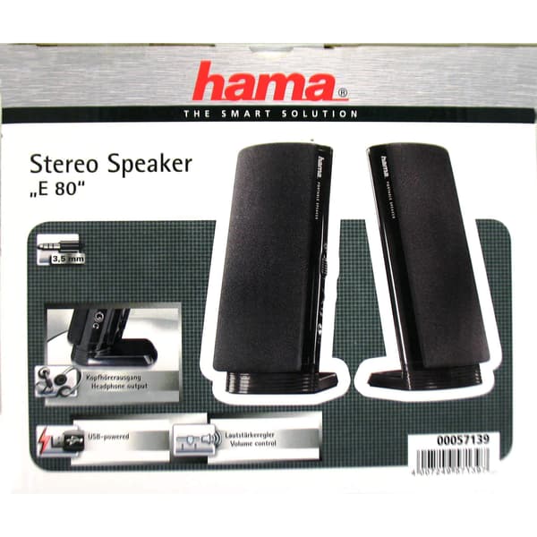PC Högtalare E80 USB 3,5mm Hane Svart