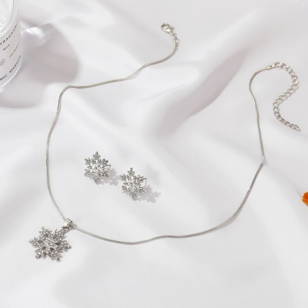 Halsband med Snöflinga Set med 3 delar Silver