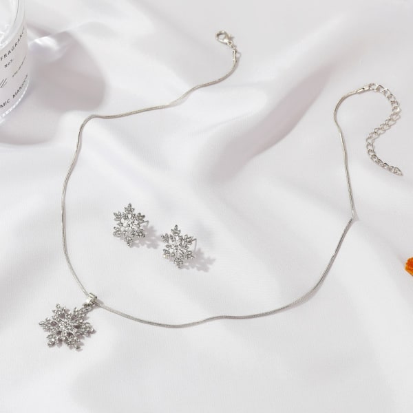 Snowflake Halsband Set med 3 delar Silver