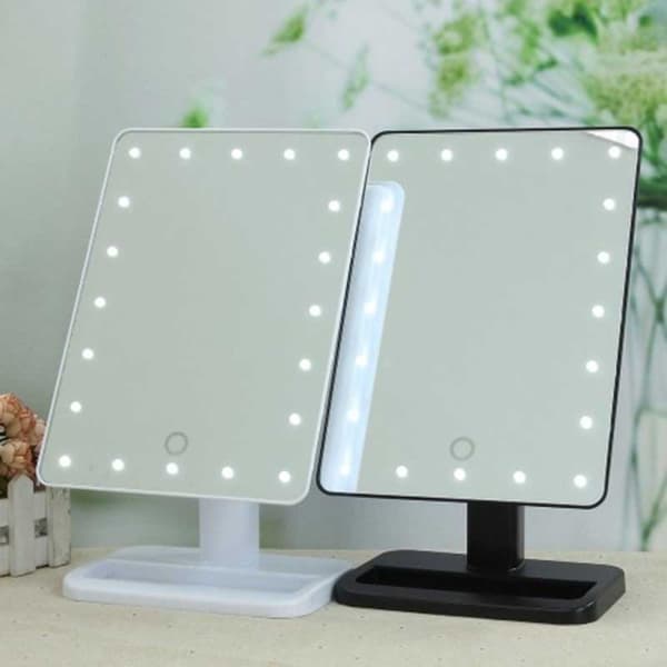 LED Sminkspegel för Bord med Touchsensor och 360° Rotation - 20 LED-lampor Vit