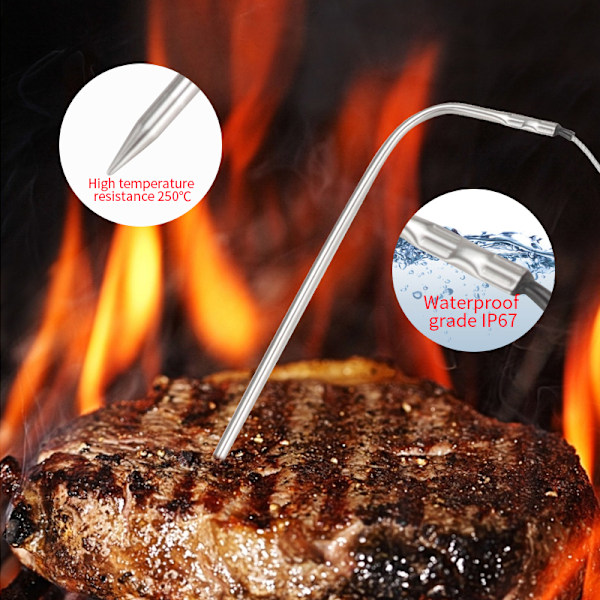 Dubbel Probe Digital Mat Termometer Pekskärm Kött Termometer