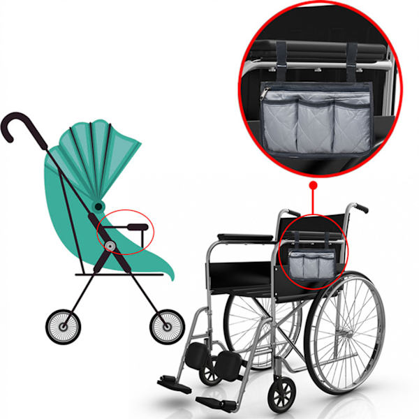 Förvaringsväska för rullstol Grey Grey