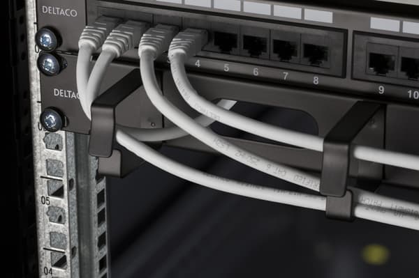 19" cable management, metal, 4 loops and feedthrough, 1U