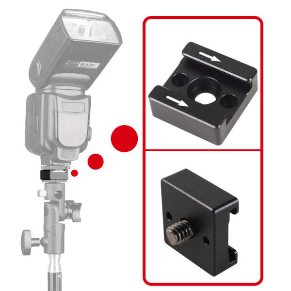 Cold Shoe Mount Adapter Cold Shoe Extender för kamera Svart