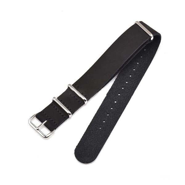 Svart läderarmband med silverspänne 24 mm 24 mm