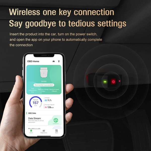 Bil Felkodsläsare OBD2 Bluetooth 5.4 Diagnostikverktyg för Motor, Felkoder, Dataflöde, Fordonsinformation och Prestandatest