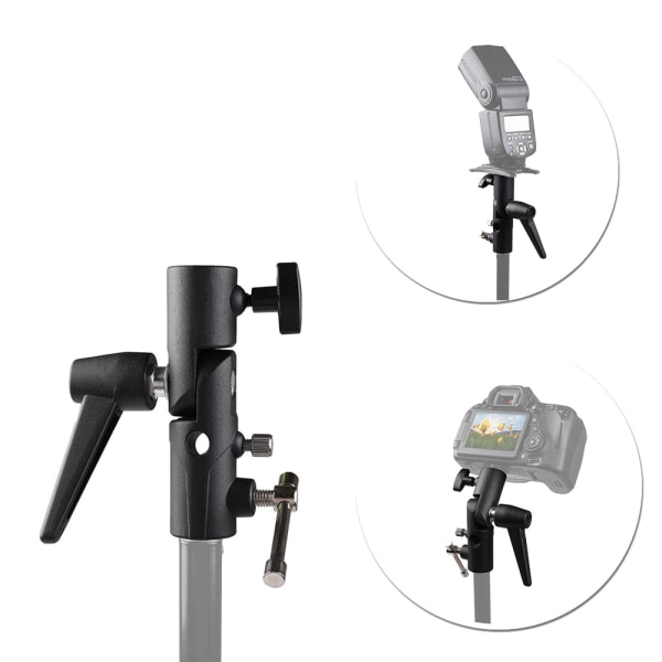 Kamera Flash Mount Light Stand Bracket med Paraply Reflector Hol