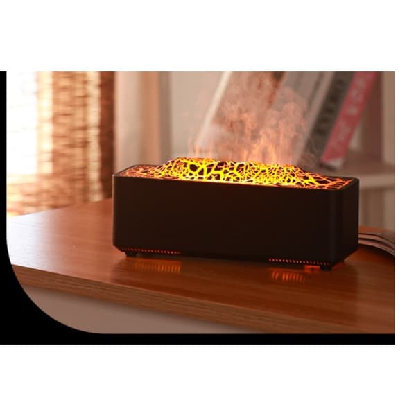 Flame Aroma Diffuser Luftfuktare: Simulerad Vulkan med Kompatibilitet för Eteriska Oljor för Avkoppling och Aromaterapi Black Black