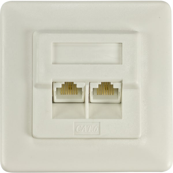 Socket-outlet 2xRJ-45, Krone terminal, UTP, Cat6, white Valkoinen