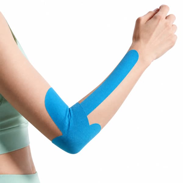 Kinesiologitejp för armbåge, 10 förklippta delar i elastiskt bomullstyg för tennis och badminton Blue Blue