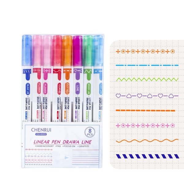 Floral Outline Roller Pen Set Unik Design Markörer 8