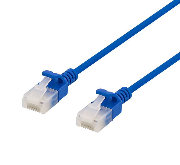 U/UTP Cat6a patch cable, slim, 3.5mm diameter, 1m, blue