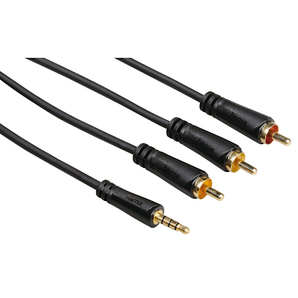 Kabel 4pin 3,5mm-3 Phono 1,5m Sort Guldbelagt TL
