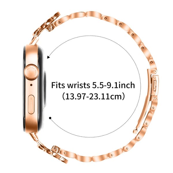 Rosaguld Kløver Link Urrem i rustfrit stål kompatibel med Huawei Fit 3/4/4 Pro