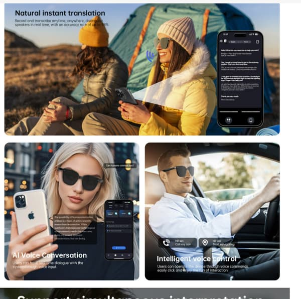 Smarta Bluetooth-glasögon HY-1006 - Ljud- och visuell upplevelse Black Black