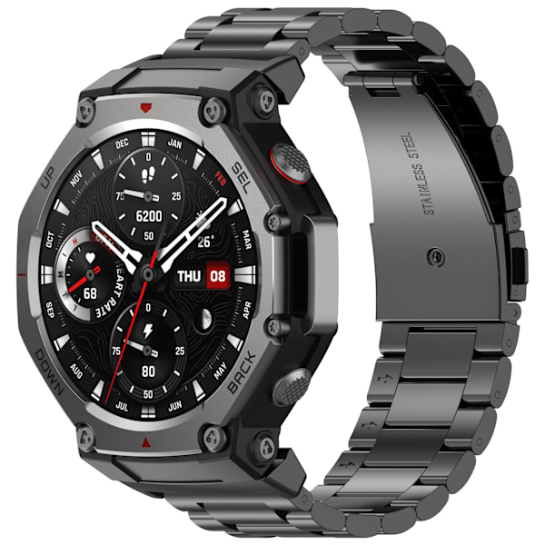 Klockarmband i rostfritt stål för Amazfit T-Rex 3 Svart