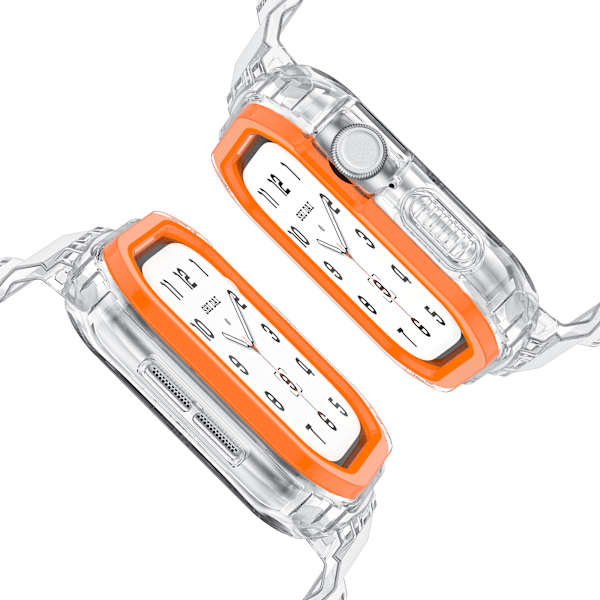 Silikone sportsarmbånd til Apple Watch Series 9/10, 46mm, Transparent Sort Orange