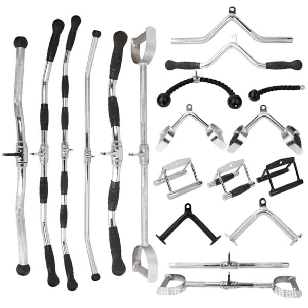 Gummi-belagt high pulley lat bar – 5cm forlænget multi-greb lat pulldown-tilbehør til kabelmaskiner