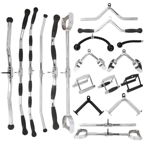 Gummibelagd högdragstång 5cm förlängd med multi-grepp, latpulldownfäste för kabelmaskiner, kompatibel med power racks och kabelcrossover