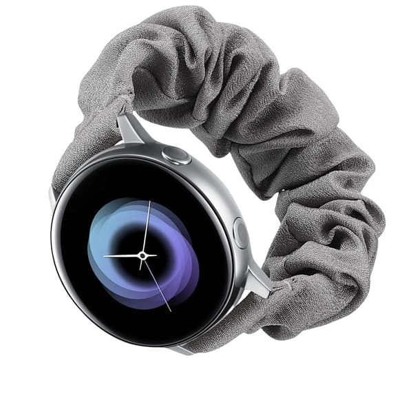 18mm Silver Connector Klockarmband för Samsung/Huawei Smartwatch Universal Platt Mode Tryckt Scrunchie Armband Grå