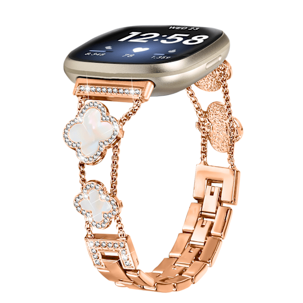 Cloverlink-armband för Fitbit Versa 3/4/Sense 2 Rose guld