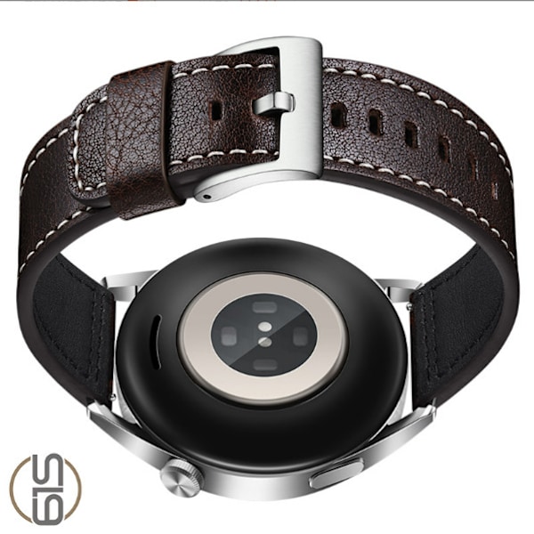 Rem i ægte læder til Samsung Galaxy Watch 4 Kaffe+sort 20 mm