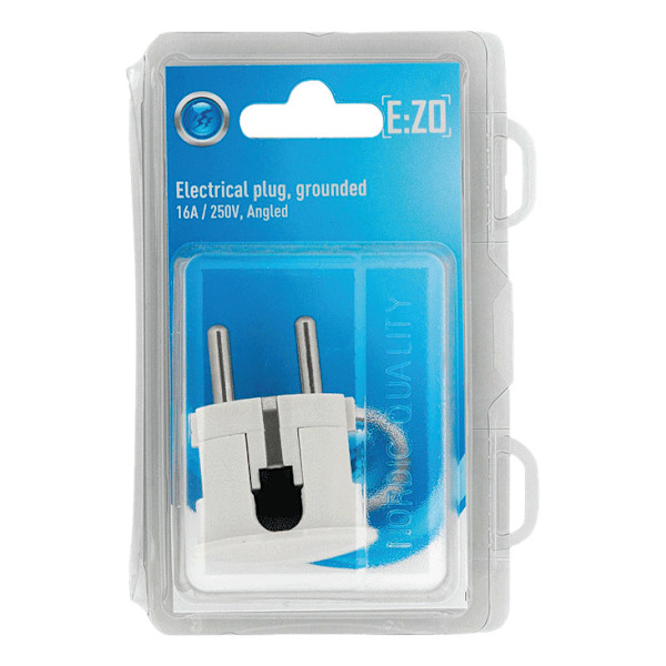 Plug angled earthed, white