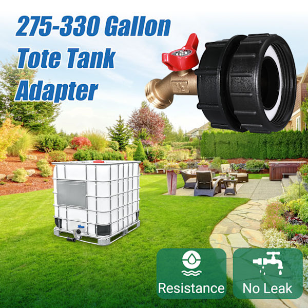 IBC Tote Tank Adapter Set med mässingskran och tillbehör