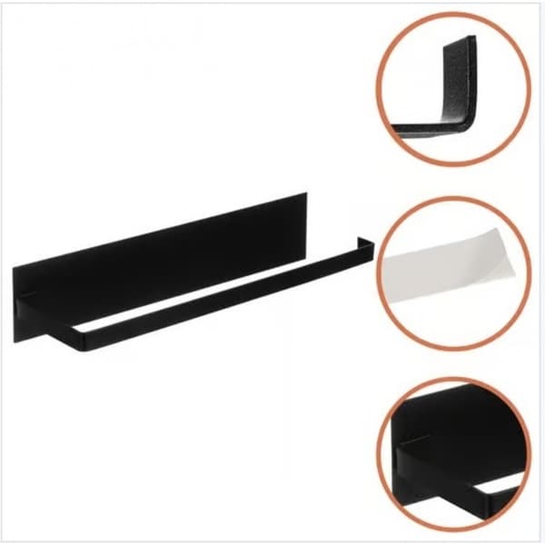 Underskab papirhåndklædeholder, kulstofstål, selvklebende uden boring, kompakt pladsbesparende design til køkken og badeværelse Black Black