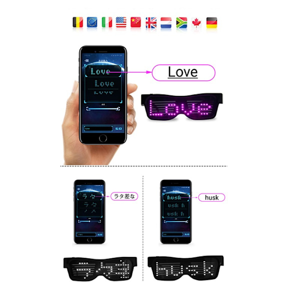Bluetooth APP-styrede LED Party Briller - Brugerdefinerbare Lysende Briller Blue Blue