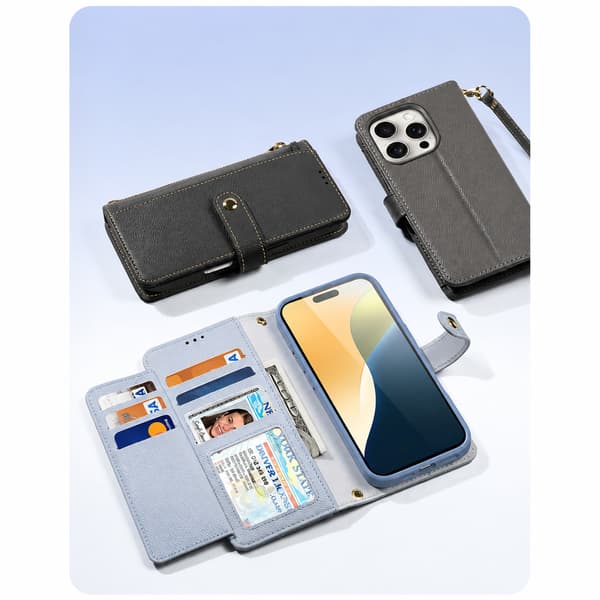 2-i-1 magnetiskt plånboksfodral kompatibelt med iPhone 18 Pro Max och iPhone 17 Pro Max
