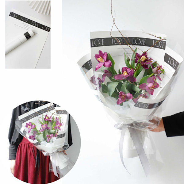 Elegant vandtæt blomsterindpakningspapir - 20 ark Sætter pris på dig Sort