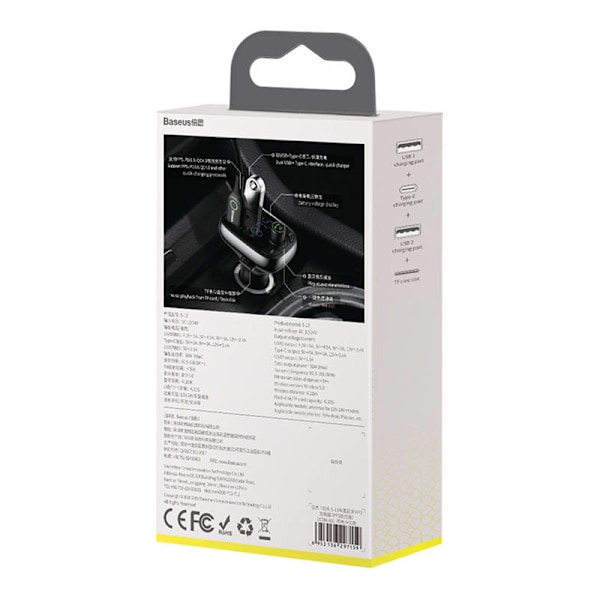 Bil Bluetooth MP3-afspiller Baseus T Shaped S-13 Black OS