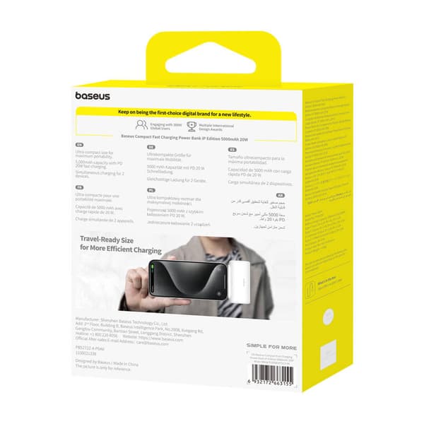Varavirtalähde OS-Baseus Compact IP 5000mAh 20W (valkoinen)