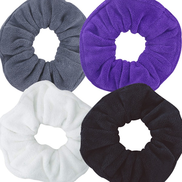 Bløde Microfiber Hårelastikker - 4 Pak Blandede Farver Grå