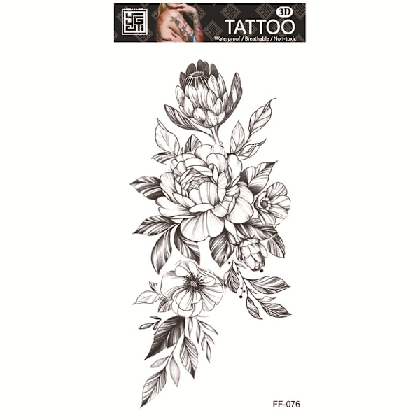 Vattentät Tillfällig Tatuering - Blommig Design Modell 3