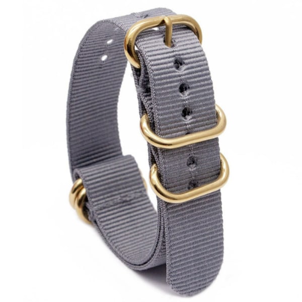 Nylonarmband med ovalt guldspänne Grå
