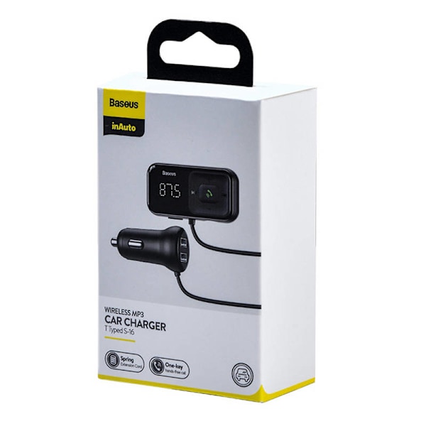 Bil Bluetooth MP3-afspiller + Oplader Baseus T Shaped S-16 Black OS