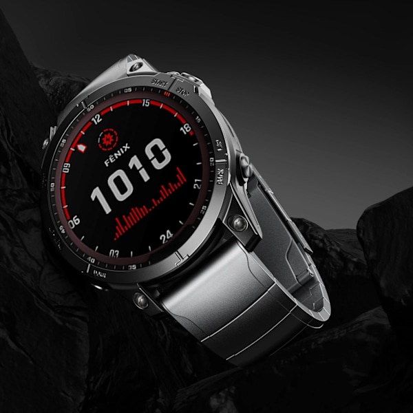 Hurtigudløser Titanium Urrem til Garmin Fenix 7X 6X Pro 5X Plus Sort 26 mm