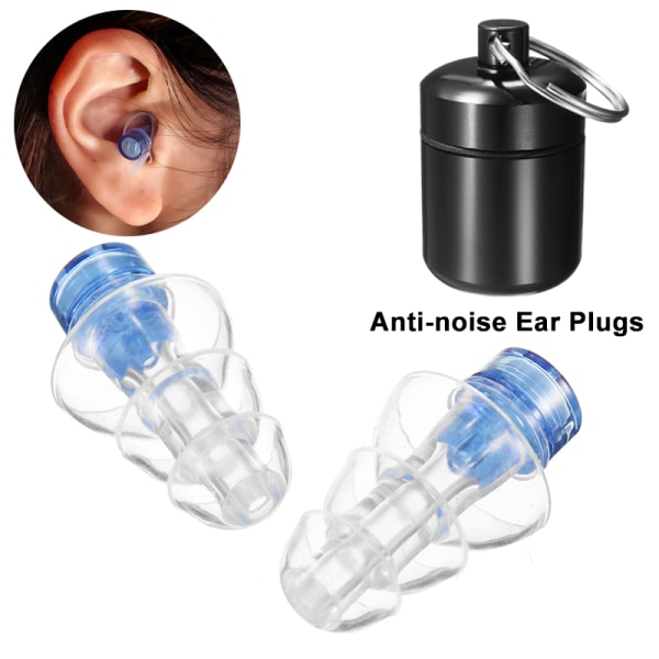 Högeffektiva ljuddämpande öronproppar 1 par med fodral Svart